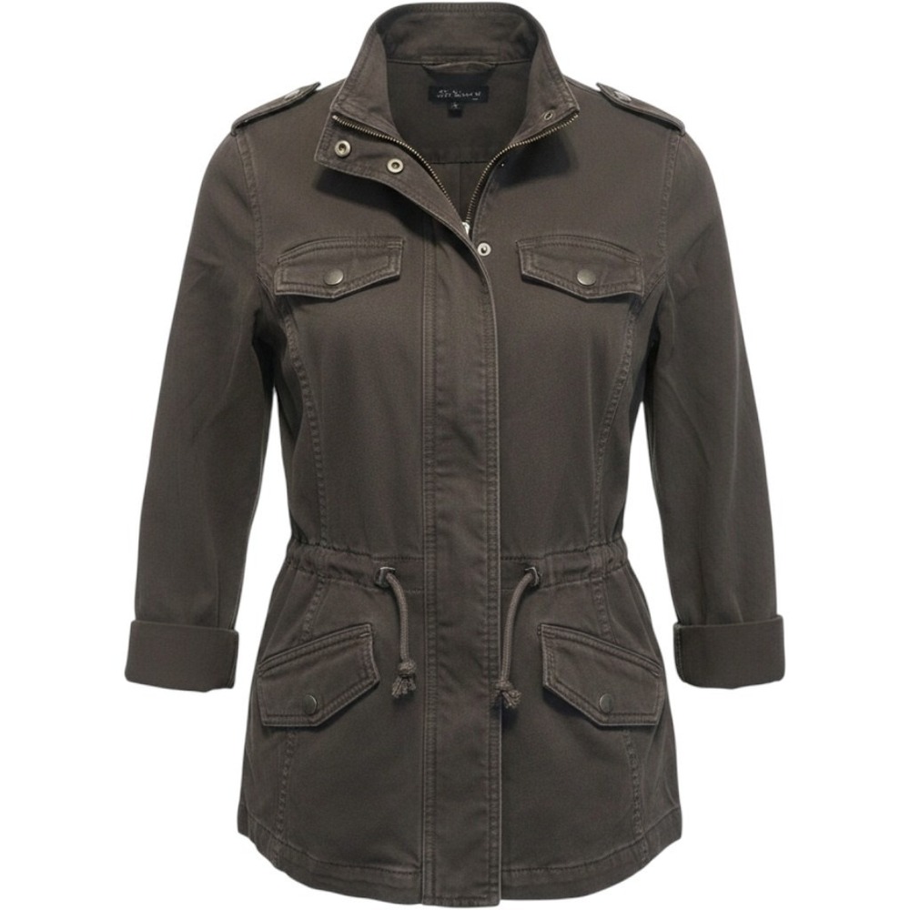 Lucky Brand Womens Charcoal Gray Utility Field Jacket Military Cargo Coat XS